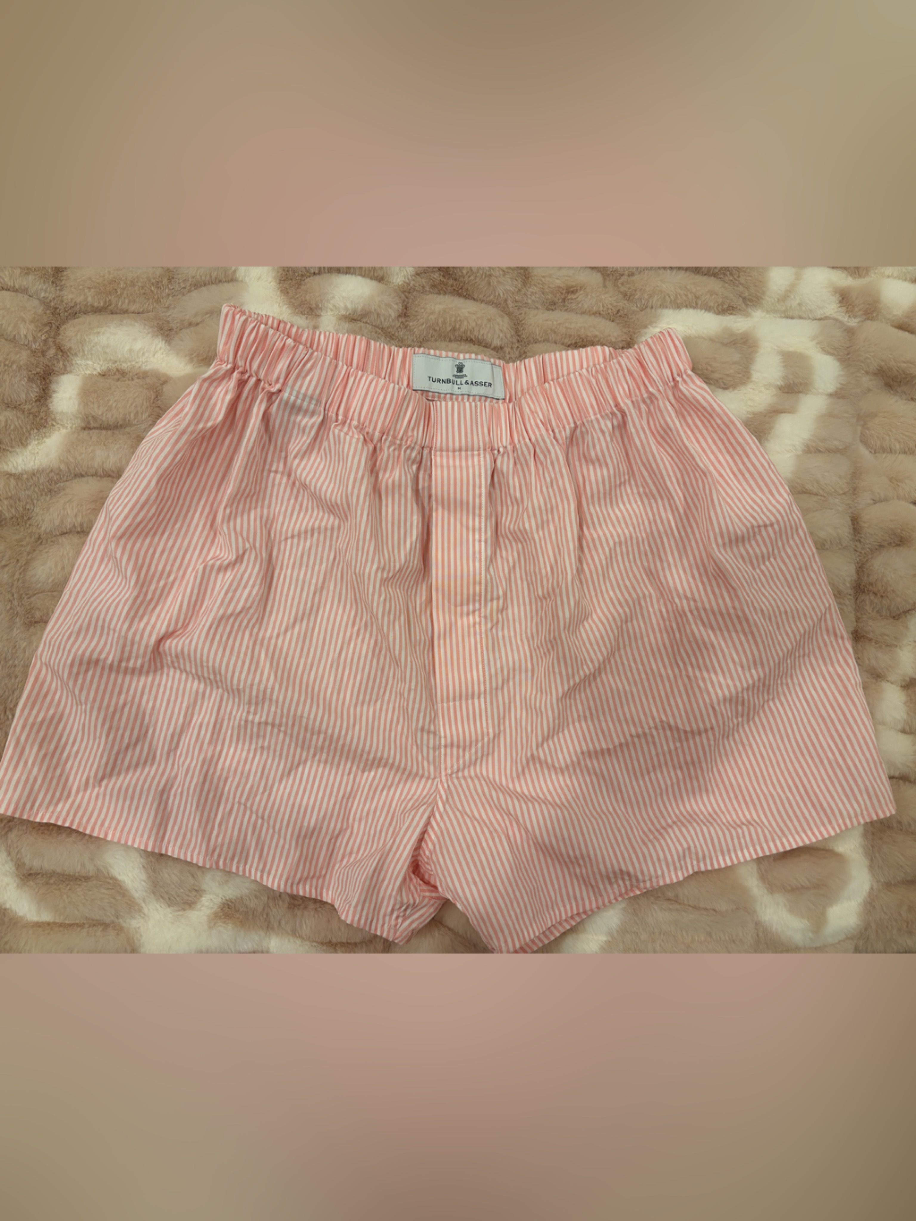 Turnbull & Asser Pink And White Striped Women's Shorts